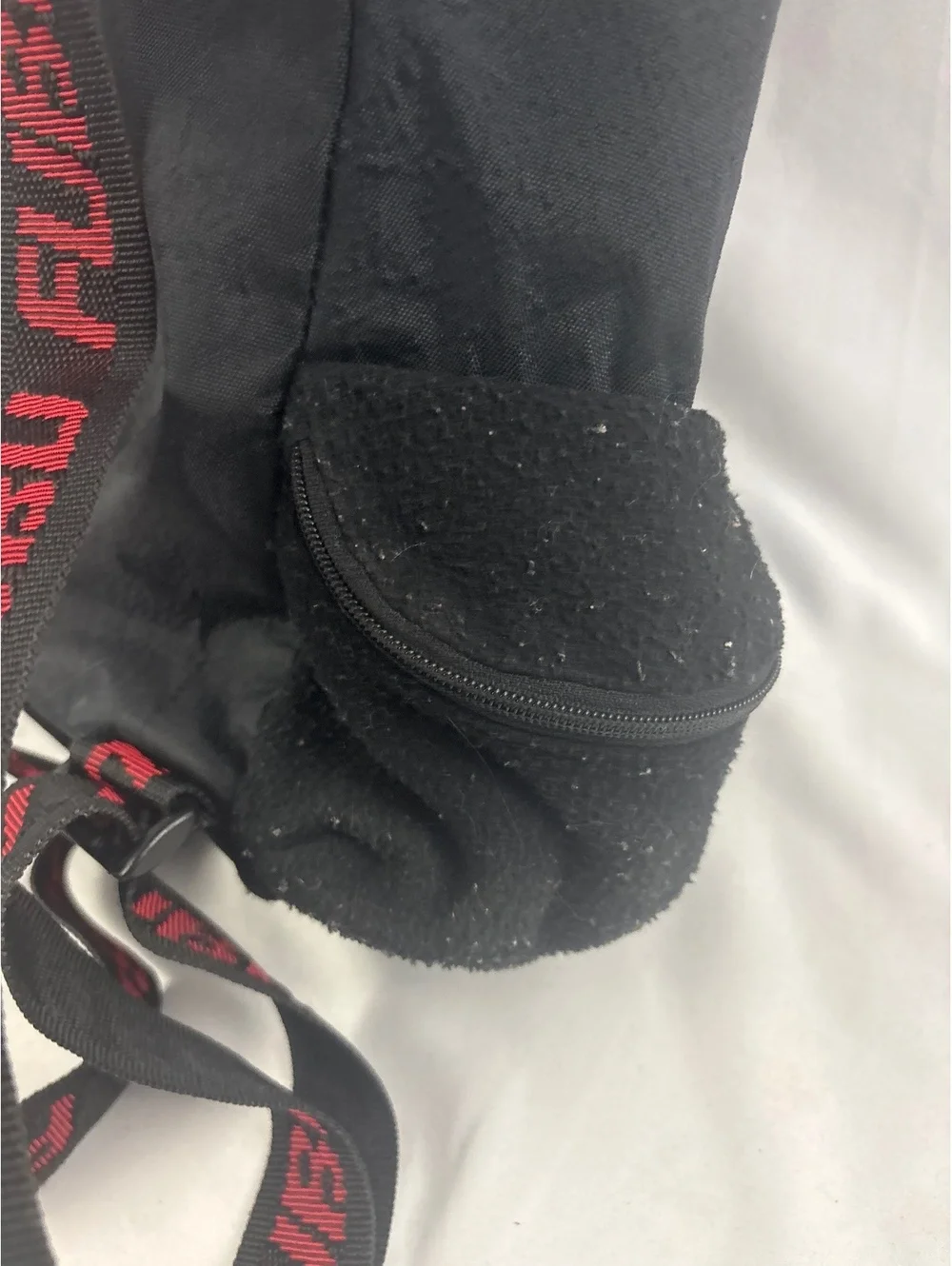 Vintage FUBU Black Sports Top Loader Backpack with Red Logo Straps